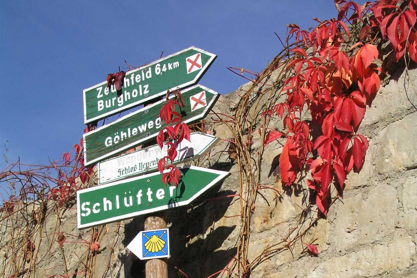 Wegweiser am Schlifter Weinberg