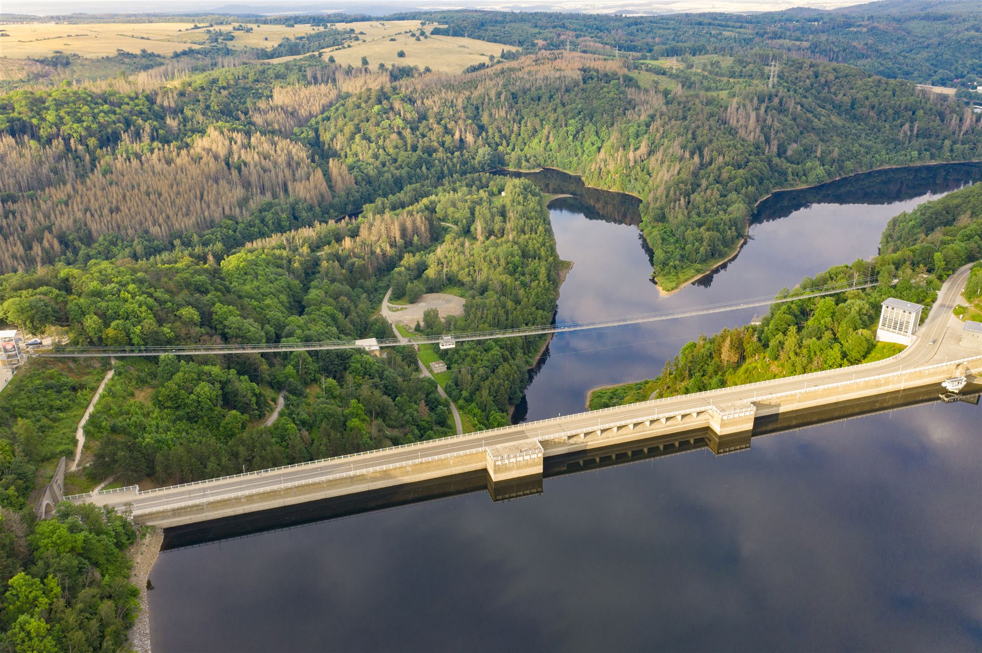 Blick auf die Hängebrücke Titan RT im Harz, Panorama